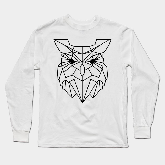 Owl Line Long Sleeve T-Shirt by Mako Design 